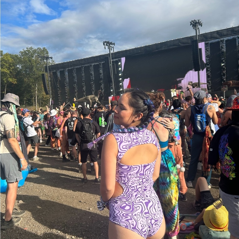 Tasteful girls rave bodysuit purple swirl